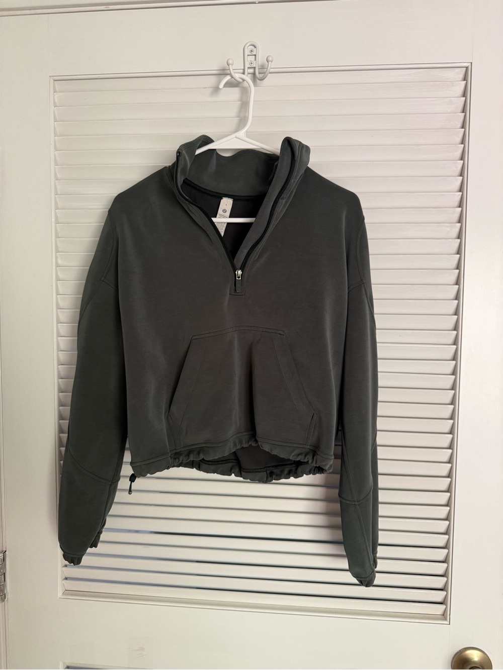 lululemon athletica Womens Charcoal Half-Zip Cowl Pullover